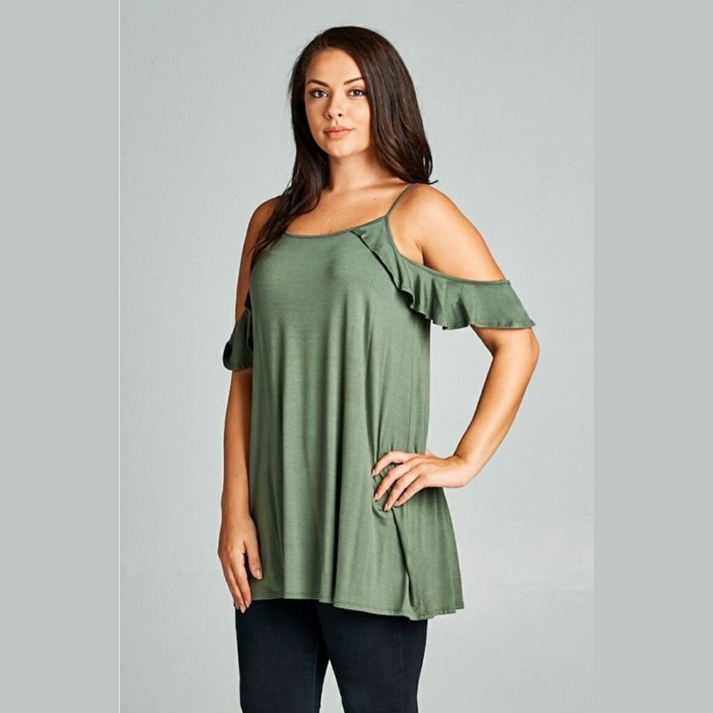 Open Shoulder Jersey Tunic Top
